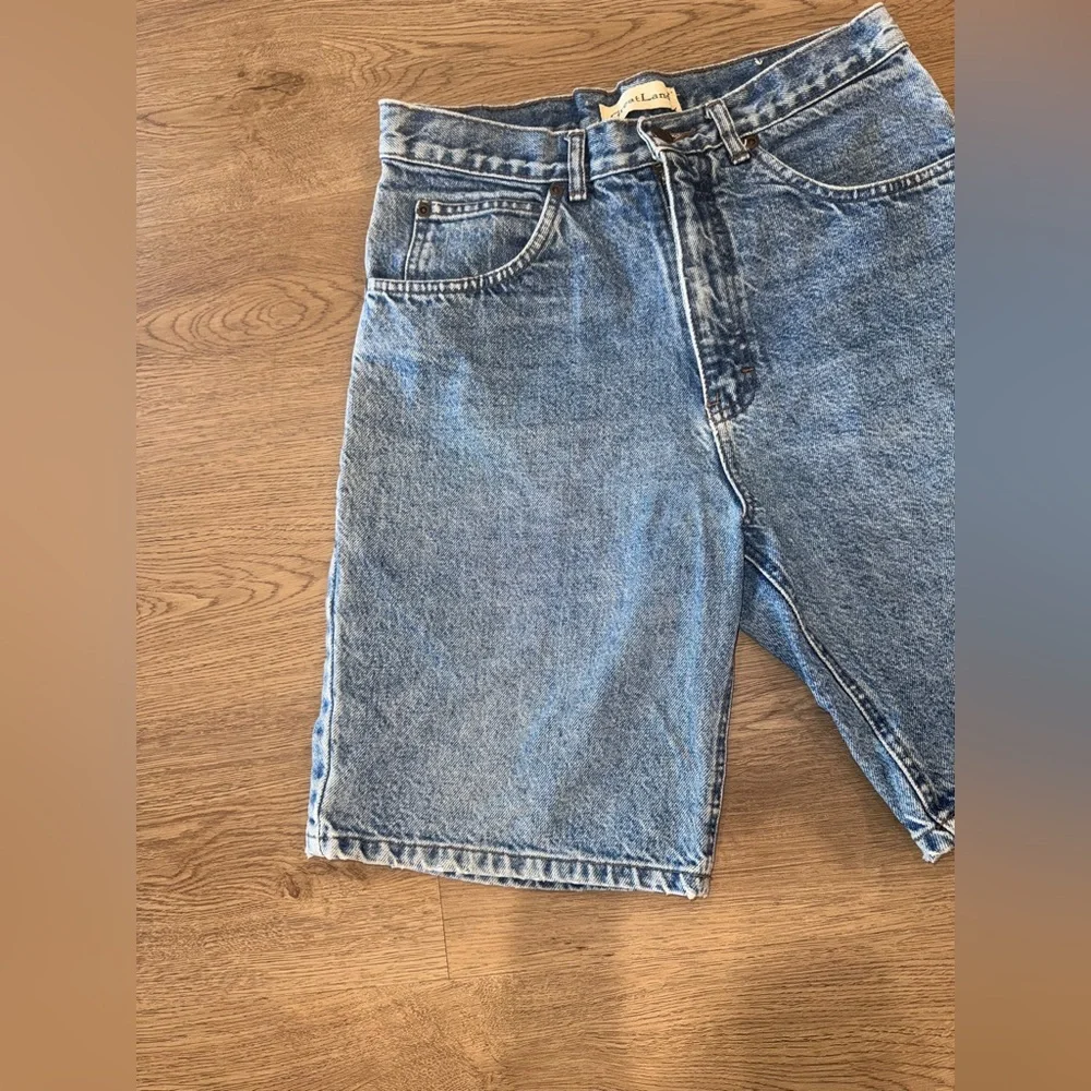 Vintage 90s Great Land 100% Cotton Denim Light Wash High Waist Shorts Size 30